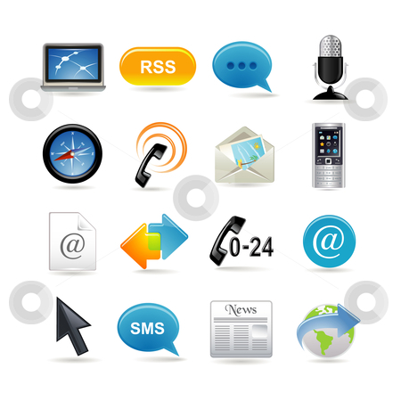 To use this stock image in your creative project, please select the size you need over to the right and click the "Add to Cart" button.
Your downloaded image will come with the Cutcaster watermark removed so don’t worry about the watermark you see on this page. Communication icons set stock vector clipart, Communication icons set by Ika