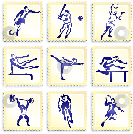 To use this stock image in your creative project, please select the size you need over to the right and click the "Add to Cart" button.
Your downloaded image will come with the Cutcaster watermark removed so don’t worry about the watermark you see on this page. Sports Stamp Collection stock vector clipart, Sports Stamp Collection Original Vector Illustration by L Belomlinsky