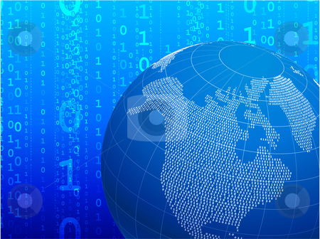 To use this stock image in your creative project, please select the size you need over to the right and click the "Add to Cart" button.
Your downloaded image will come with the Cutcaster watermark removed so don’t worry about the watermark you see on this page. Binary globe on blue background stock vector clipart, by L Belomlinsky