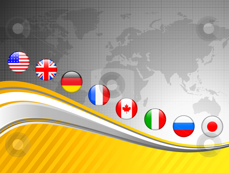 To use this stock image in your creative project, please select the size you need over to the right and click the "Add to Cart" button.
Your downloaded image will come with the Cutcaster watermark removed so don’t worry about the watermark you see on this page. World Map with Internet Flag Buttons Background stock vector clipart, World Map with Internet Flag Buttons Background Original Vector Illustration by L Belomlinsky