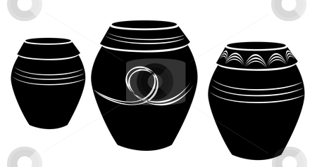 Pottery Pottery stock photo, Drawing of pottery in a white background by Su Li