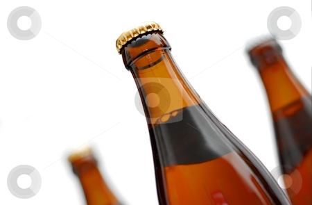 Bottles Bottles stock photo, Three brown bottles isolated on white by P?