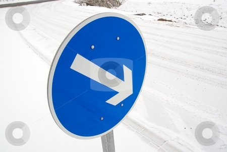 To use this stock image in your creative project, please select the size you need over to the right and click the "Add to Cart" button.
Your downloaded image will come with the Cutcaster watermark removed so don’t worry about the watermark you see on this page. Arrow stock photo, Arrow traffic sign on a snowy road by P?