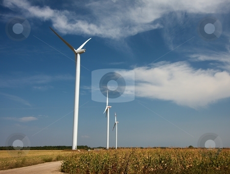 To use this stock image in your creative project, please select the size you need over to the right and click the "Add to Cart" button.
Your downloaded image will come with the Cutcaster watermark removed so don’t worry about the watermark you see on this page. Wind power stock photo, Three wind power turbines on a field by P?