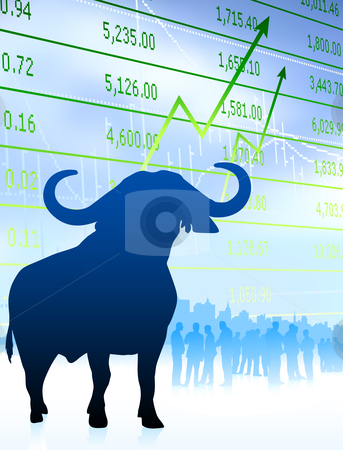 stock market bull. Bull on stock market