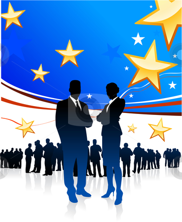 To use this stock image in your creative project, please select the size you need over to the right and click the "Add to Cart" button.
Your downloaded image will come with the Cutcaster watermark removed so don’t worry about the watermark you see on this page. Business People on United States of America elections background stock vector clipart, Original Vector Illustration: Business People on United States of America elections background AI8 compatible by L Belomlinsky
