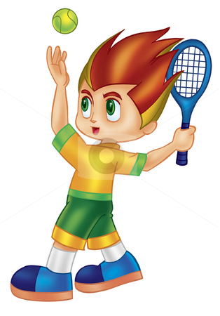 Tennis player Tennis player stock photo, A digitally illustrated cute and colorful tennis player by Rey Gabudao