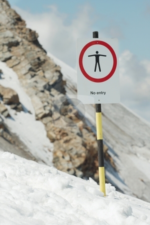 No entry No entry stock photo, No entry sign at a dangerous part of a mountain by P?