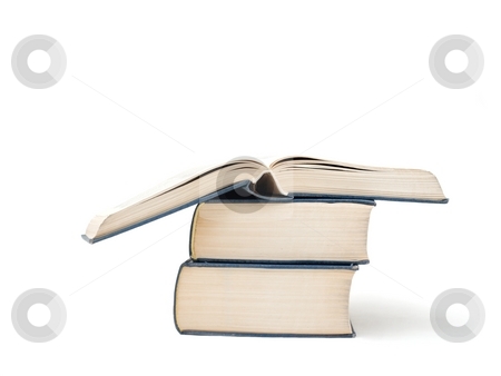 Books Books stock photo, Pile of thick books isolated on white by P?