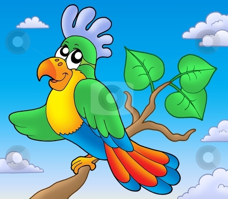 To use this stock image in your creative project, please select the size you need over to the right and click the "Add to Cart" button.
Your downloaded image will come with the Cutcaster watermark removed so don’t worry about the watermark you see on this page. Cartoon parrot on branch stock photo, Cartoon parrot on branch - color illustration. by Klara Viskova