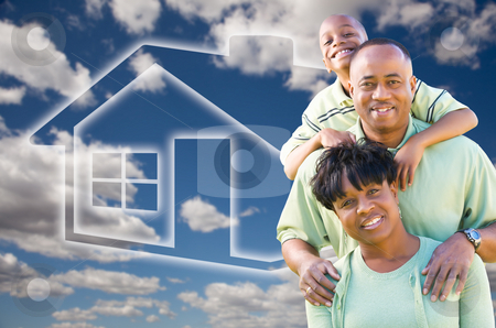 To use this stock image in your creative project, please select the size you need over to the right and click the "Add to Cart" button.
Your downloaded image will come with the Cutcaster watermark removed so don’t worry about the watermark you see on this page. Family Over Clouds, Sky and House Icon stock photo, Happy African American Family Over Clouds, Sky and House Icon. by Andy Dean