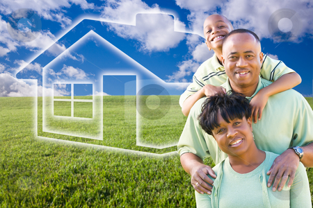 To use this stock image in your creative project, please select the size you need over to the right and click the "Add to Cart" button.
Your downloaded image will come with the Cutcaster watermark removed so don’t worry about the watermark you see on this page. Family Over Grass Field, Clouds, Sky and House Icon stock photo, Happy African American Family Over Grass Field, Clouds, Sky and House Icon. by Andy Dean