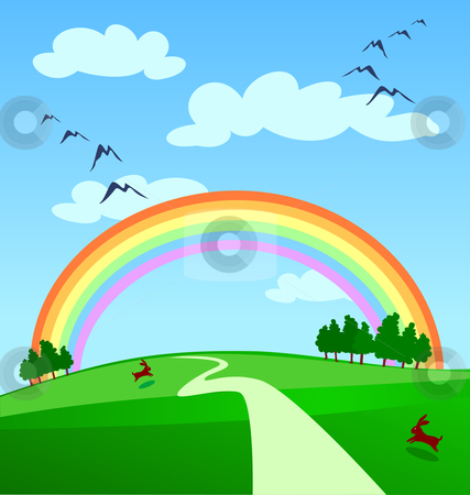 Cliparts Landscape with Rainbow
