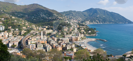 Recco, aerial view Recco, aerial view stock photo, Aerial view of Recco, small town in Liguria, Italy by ANTONIO SCARPI