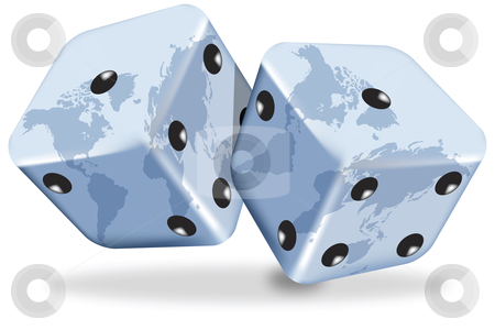 To use this stock image in your creative project, please select the size you need over to the right and click the "Add to Cart" button.
Your downloaded image will come with the Cutcaster watermark removed so don’t worry about the watermark you see on this page. World Dices stock vector clipart, Vector illustration of blue dices with the world map on white background by Karima Lakhdar