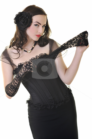 Pinup fashion Pinup fashion stock photo, Pretty happy young pinup girl isolated on white in studio representing old fashion concept and style by Benis Arapovic
