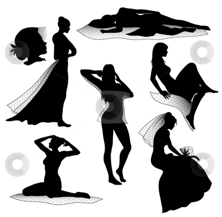 Romantic woman silhouettes Romantic woman silhouettes stock vector clipart, by Illustrart