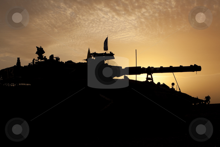 Tank silhouette at sunset Tank silhouette at sunset stock photo, Israeli by Dmitry Pistrov