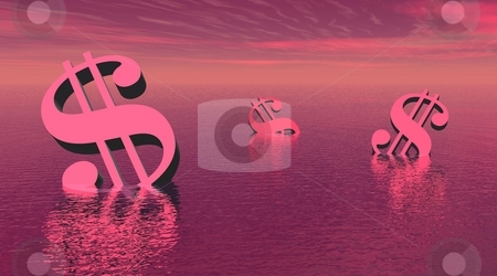 Three drowning dollars Three drowning dollars stock photo, Three dollars drowning in the sea by violet day light by Elenaphotos21