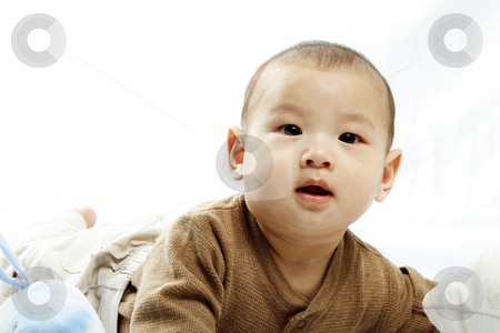 Cute baby Cute baby stock photo, A happy little cute baby (isolated white) by Suprijono Suharjoto