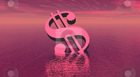 Drowning violet dollar Drowning violet dollar stock photo, One dollar drowning in the sea by violet day light by Elenaphotos21