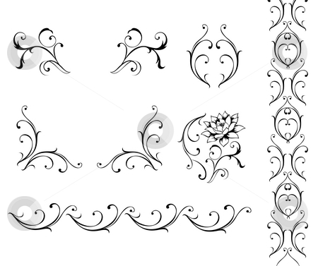 Flower pattern Flower pattern stock photo, Illustration drawing of beautiful black flower pattern by Su Li