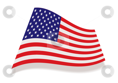 To use this stock image in your creative project, please select the size you need over to the right and click the "Add to Cart" button.
Your downloaded image will come with the Cutcaster watermark removed so don’t worry about the watermark you see on this page. Usa stars and stripes flag stock vector clipart, American flag icon with stars and stripes and drop shadow by Michael Travers