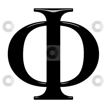 greek letters fonts. 3d Greek letter Phi isolated