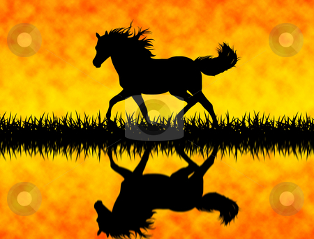 Horse Horse stock photo, Running horse on grass silhouette by Ioana Martalogu