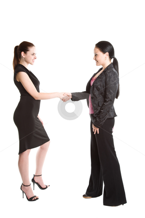 To use this stock image in your creative project, please select the size you need over to the right and click the "Add to Cart" button.
Your downloaded image will come with the Cutcaster watermark removed so don’t worry about the watermark you see on this page. Two businesswomen shaking hands stock photo, An isolated shot of two businesswomen shaking hands by Suprijono Suharjoto