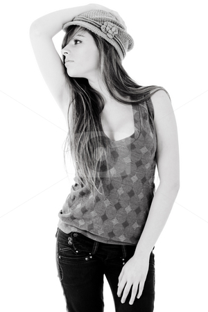 Model posing and looking the right corner Model posing and looking the right corner stock photo, Model posing and looking the right corner on a white isolated background by Get4net