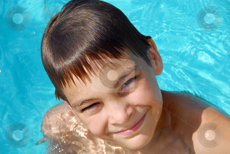 Teen boy in swimming pool portrait stock photo, Happy teen boy in blue ... Teen boy in swimming pool portrait stock photo, Happy teen boy in blue ...