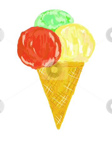 Ice cream Ice cream stock photo, Painted ice cream on white background by J?