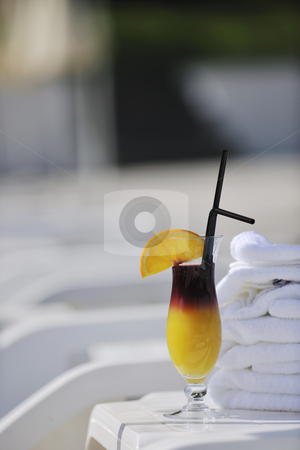 Coctail drink Coctail drink stock photo, Coctail dring with orange att sunny day on swimming pool side with white towel decoraton by Benis Arapovic