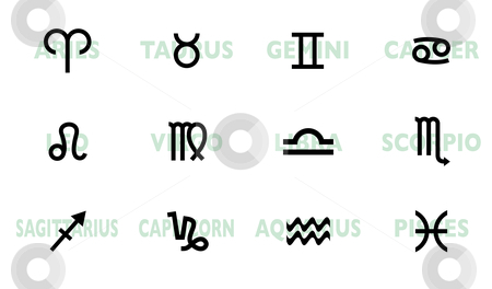 To use this stock image in your creative project, please select the size you need over to the right and click the "Add to Cart" button.
Your downloaded image will come with the Cutcaster watermark removed so don’t worry about the watermark you see on this page. Horoscope names and symbol stock vector clipart, Collection of horoscope signs and symbols with names by Michael Travers