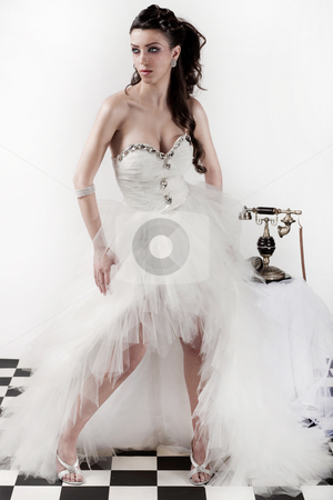 Traditional wedding dress Traditional wedding dress stock photo, Beautiful brunette model wearing traditional wedding dress by Get4net