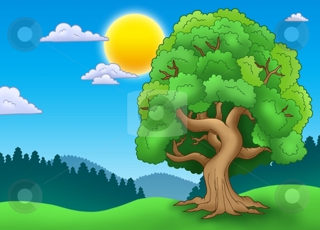 To use this stock image in your creative project, please select the size you need over to the right and click the "Add to Cart" button.
Your downloaded image will come with the Cutcaster watermark removed so don’t worry about the watermark you see on this page. Green leafy tree in landscape stock photo, Green leafy tree in landscape - color illustration. by Klara Viskova