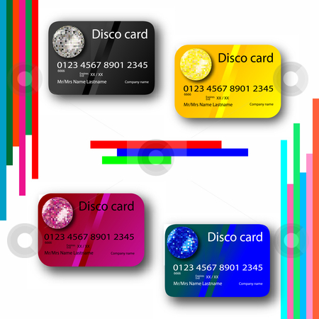 To use this stock image in your creative project, please select the size you need over to the right and click the "Add to Cart" button.
Your downloaded image will come with the Cutcaster watermark removed so don’t worry about the watermark you see on this page. Credit card disco collection stock vector clipart, Credit card disco collection, abstract art illustration by Laschon Robert Paul