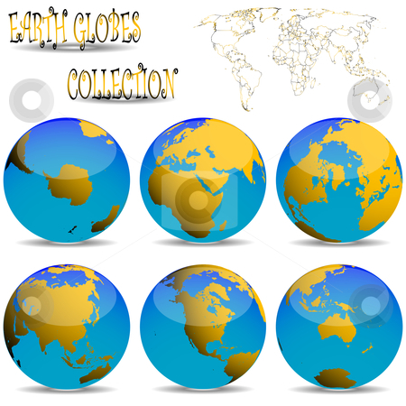 To use this stock image in your creative project, please select the size you need over to the right and click the "Add to Cart" button.
Your downloaded image will come with the Cutcaster watermark removed so don’t worry about the watermark you see on this page. Earth globes against white stock vector clipart, Earth globes against white background, abstract vector art illustration by Laschon Robert Paul