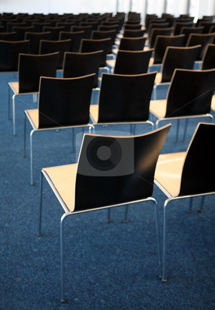 Conference room Conference room stock photo, Empty room with many chairs on blue carpet by Tomas Hajek