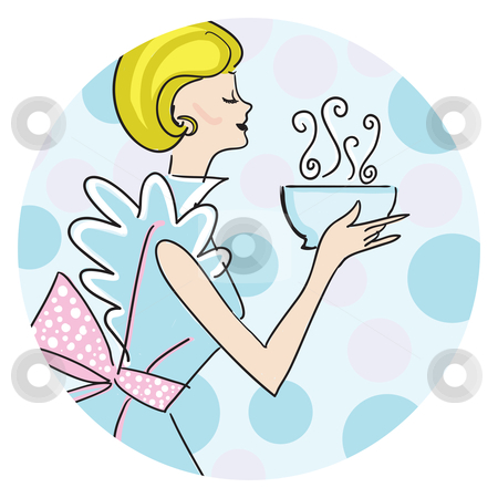 To use this stock image in your creative project, please select the size you need over to the right and click the "Add to Cart" button.
Your downloaded image will come with the Cutcaster watermark removed so don’t worry about the watermark you see on this page. Retro woman stock vector clipart, Retro woman holding a bowl of soup by HD Connelly