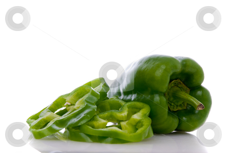 Green pepper Green pepper stock photo, Green pepper on white background close up isolated on white background. by Homydesign