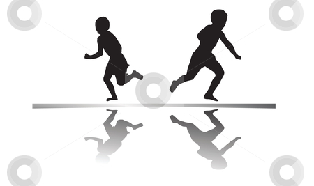 Kids running Kids running stock vector clipart, Kids playing in the sun by Laschon Robert Paul