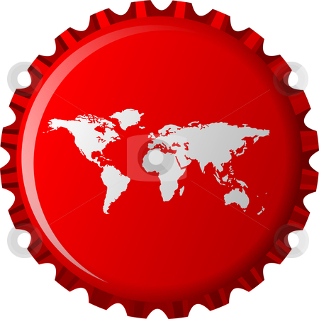 To use this stock image in your creative project, please select the size you need over to the right and click the "Add to Cart" button.
Your downloaded image will come with the Cutcaster watermark removed so don’t worry about the watermark you see on this page. White world map on red bottle cap stock vector clipart, White world map on red bottle cap, abstract object isolated on white background; vector art illustration by Laschon Robert Paul