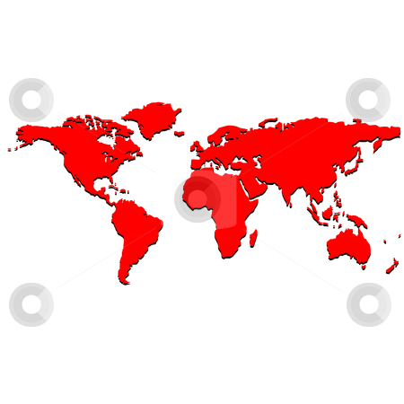 world map vector art. Red world map, vector art