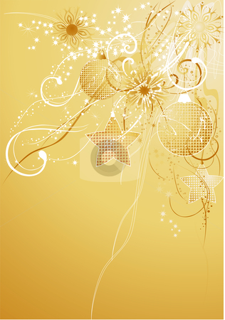 Gold christmas background with balls Gold christmas background with balls stock vector clipart, Gold christmas abstract background with diferent pendants and snowflakes. by Iliyana Petrova