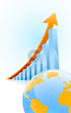 To use this stock image in your creative project, please select the size you need over to the right and click the "Add to Cart" button.
Your downloaded image will come with the Cutcaster watermark removed so don’t worry about the watermark you see on this page. Globl business growth concept stock vector clipart, Vector business growth bar graph with globe in front by Liviu Peicu