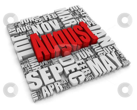 August August stock photo, 3D text representing the twelve months of the year. Part of a series of calendar concepts. by Victor Correia