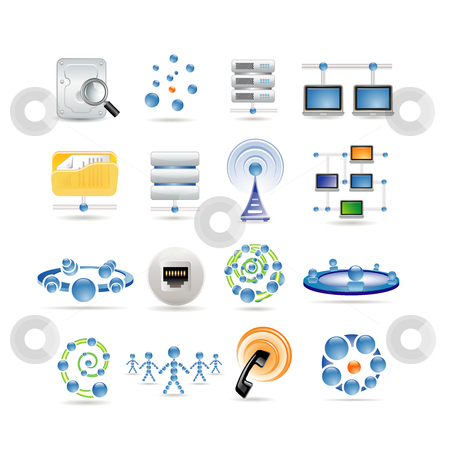 Connection and Internet icons Connection and Internet icons stock vector clipart, Connection and Internet icons by Ika