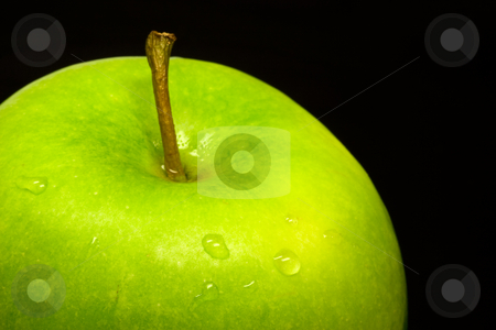 To use this stock image in your creative project, please select the size you need over to the right and click the "Add to Cart" button.
Your downloaded image will come with the Cutcaster watermark removed so don’t worry about the watermark you see on this page. Apple stock photo, Fresh wet green apple on black background close up photo by Gordan Poropat